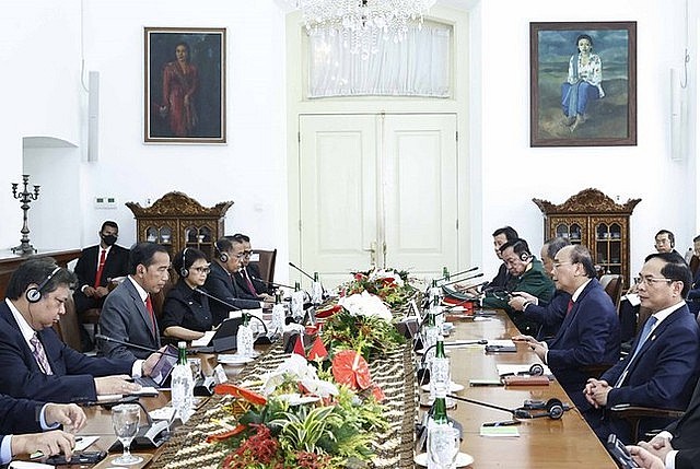 At the talks between the two Presidents. Photo: VGP