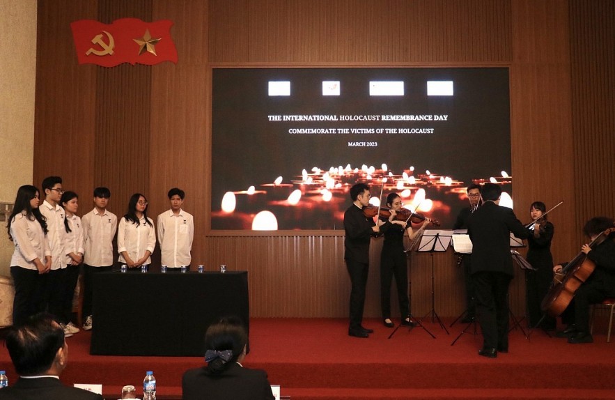 Students of Hanoi Experimental High School perform a candle-lighting ceremony to commemorate the Holocaust victims, a Jewish tradition preserved around the world.