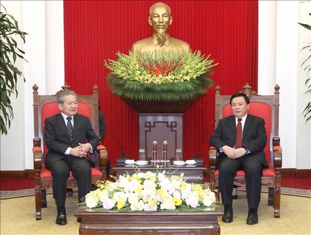 Nguyen Xuan Thang (R), Politburo member, President of the Ho Chi Minh National Academy of Politics (HCMA) and Chairman of the Central Theory Council, and Ogata Yasuo, Vice Chairman of the Presidium of the JCP and head of its International Department. Photo: VNA