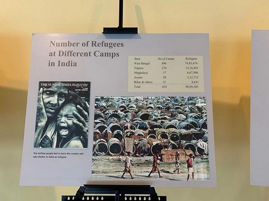An image representing 1971 genocide displayed in the United Nations Headquarters in New York. (Photo/ANI). Image Credit: ANI
