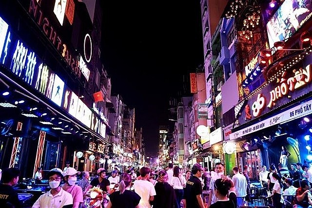 Bùi Viện walking street - a popular nighttime destination for foreign visitors and young local people in Hồ Chí Minh City. Photo: VNA