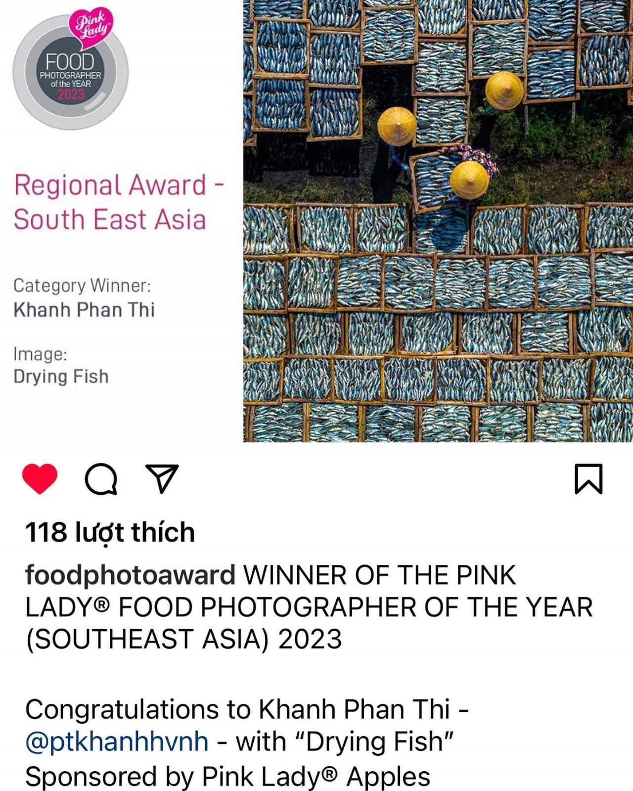 ‘Drying Fish’, by Khanh Phan Thi, Vietnam, won the Pink Lady® Food Photographer of the Year (South East Asia) category.