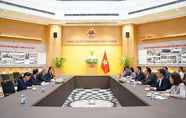 Minister of Industry and Trade Nguyen Hong Dien in a meeting with Embassy of Israel in Vietnam. (Photo: VNA) 