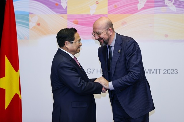 Prime Minister Phạm Minh Chính had talks with President of the European Council (EC) Charles Michel. Photo: VNS