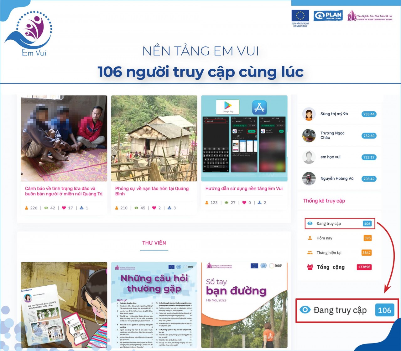 The “Em vui” digital platform on website.