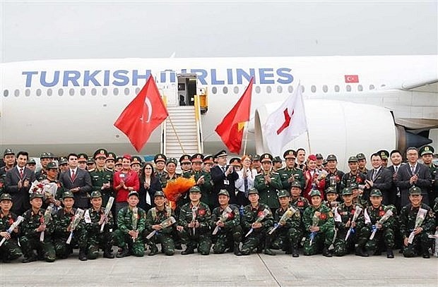 The search and rescue team of the Vietnam People’s Army (VPA) return from Turkey in February, concluding its working trip to join recovery efforts in the earthquake-hit nation. (Photo: VNA)