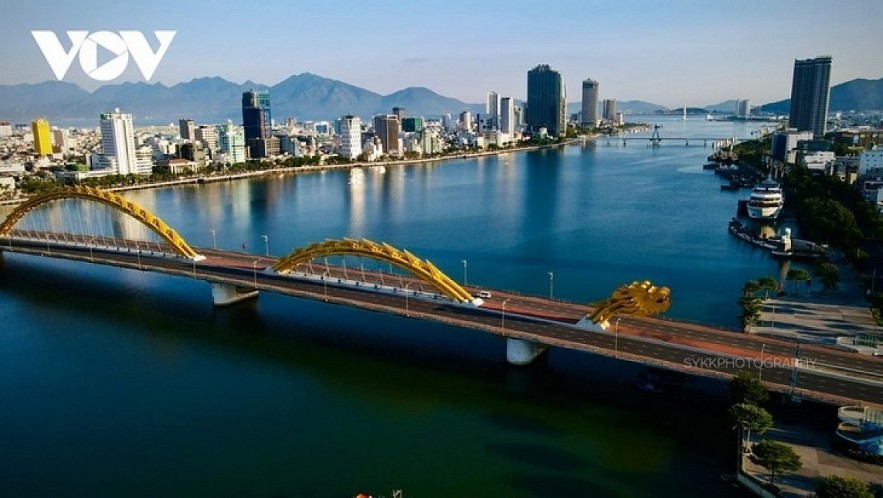 Famous Dragon Bridge in the central city of Da Nang.