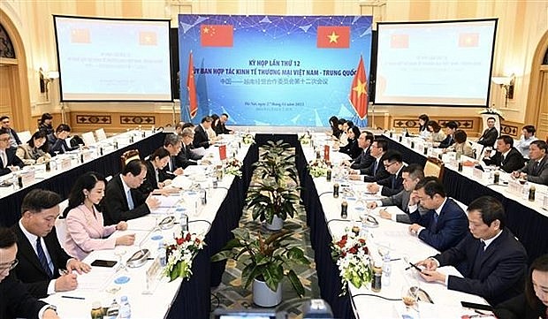 The 12th meeting of the Vietnam-China Economic and Trade Cooperation Committee in Hanoi on November 27 (Photo: VNA) 