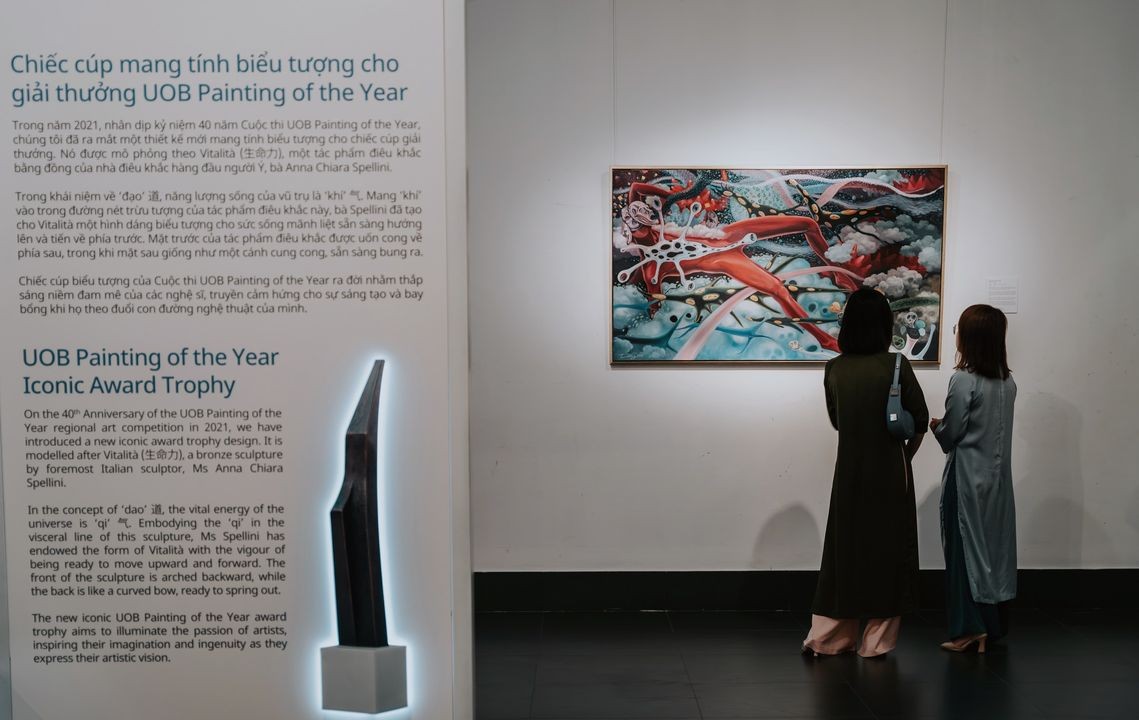 paintings winning international uob art competition display in hanoi