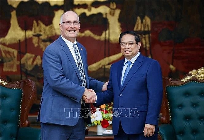 Prime Minister Pham Minh Chinh receives the US House of Representatives’ bipartisan delegation. (Photo: VNA)