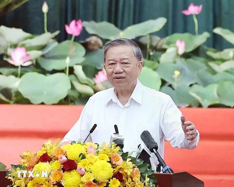 Party General Secretary To Lam addresses the working session. (Photo: VNA) Party General Secretary To Lam addresses the working session. (Photo: VNA)