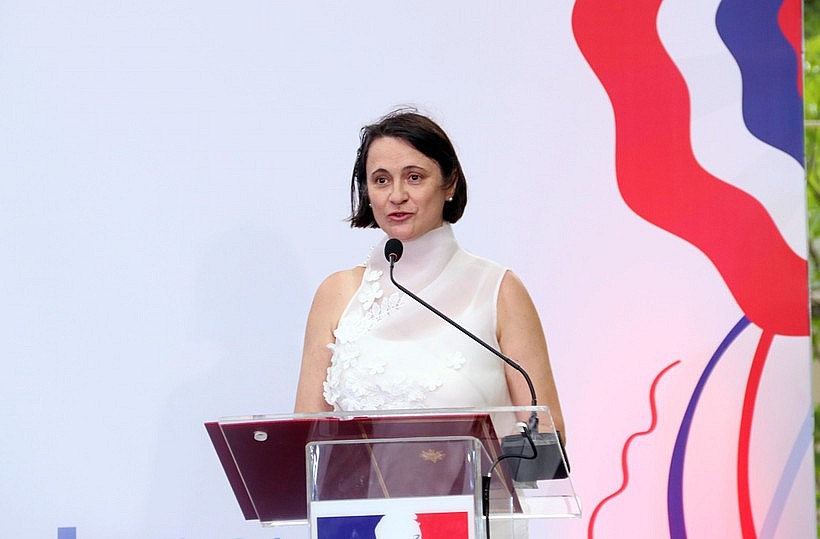 French Consul General in HCM City Emmanuelle Pavillon-Grosser speaks at the ceremony marking France’s Bastille Day. (Photo: VNA)