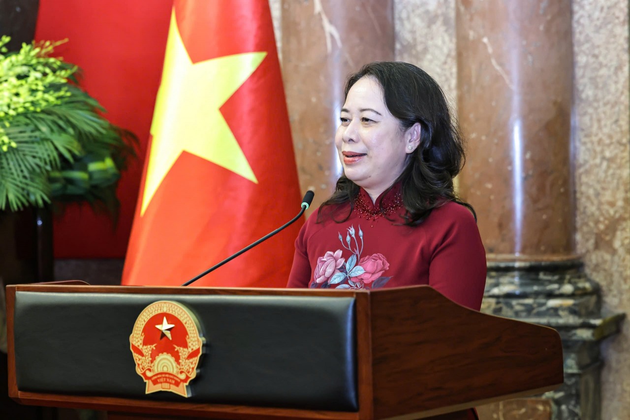 Vice President Võ Thị Ánh Xuân speaks at the meeting. (Photo: Nam Anh)