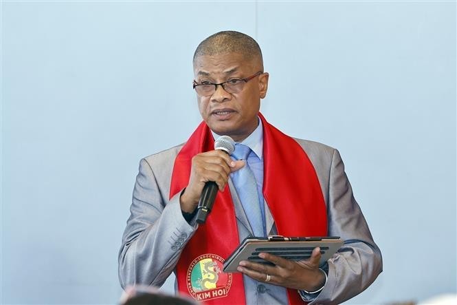 Representative of Kim Hoi (Organization of Senegalese people of Vietnamese origin) delivers remarks (Photo: VNA)