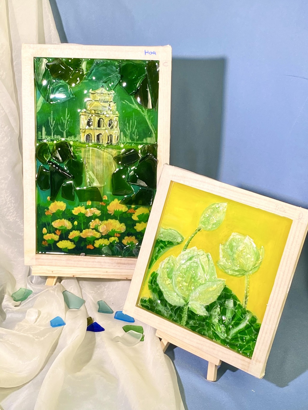 Recycled Colored Glass Transformed into Artworks