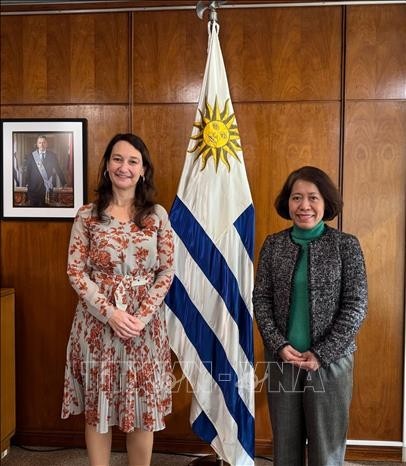  Vietnamese Ambassador to Argentina and Uruguay Ngo Minh Nguyet (right) meets with Uruguay’s Deputy Minister of Foreign Affairs Valeria Csukasi. (Photo: VNA)