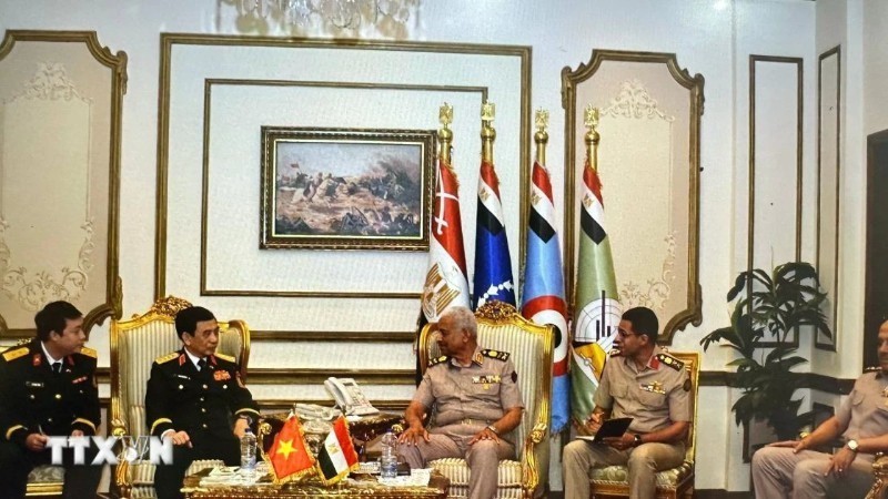 General Phan Văn Giang, Minister of National Defense of Vietnam, meets with General Abdel Mageed Saqr, Minister of Defense of Egypt. (Photo: VNA)