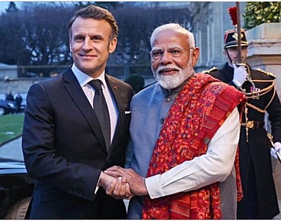 PM Modi discusses peace efforts with French President Macron