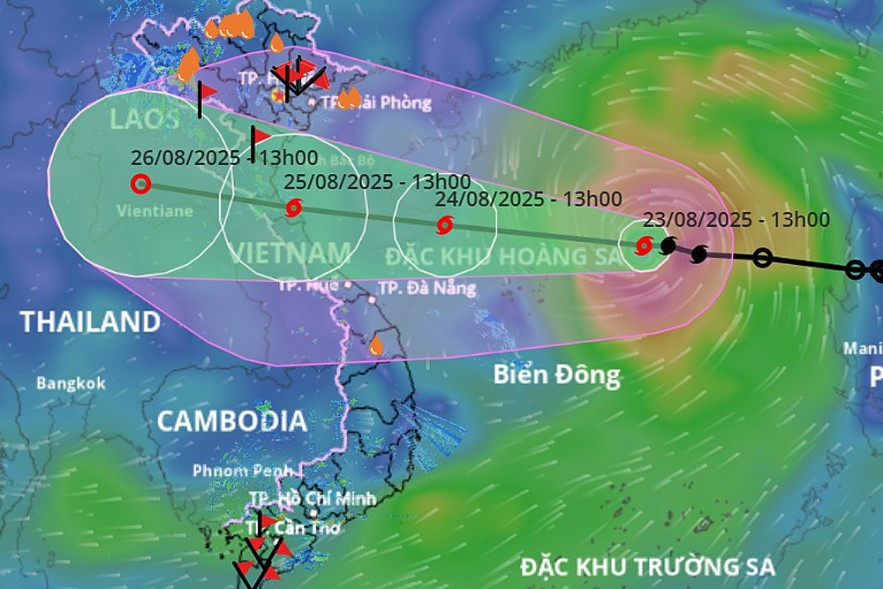 Movement direction of Storm No. 5, update as of the afternoon of August 23.