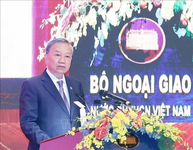 Party General Secretary To Lam addresses the ceremony to mark the diplomatic sector’s 80th founding anniversary (Photo: VNA)