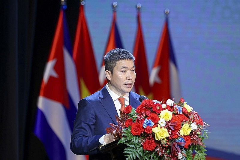 Phan Anh Sơn, President of the Vietnam Union of Friendship Organizations, at the ceremony marking the 65th anniversary of Vietnam–Cuba diplomatic relations. (Photo: Đinh Hòa)