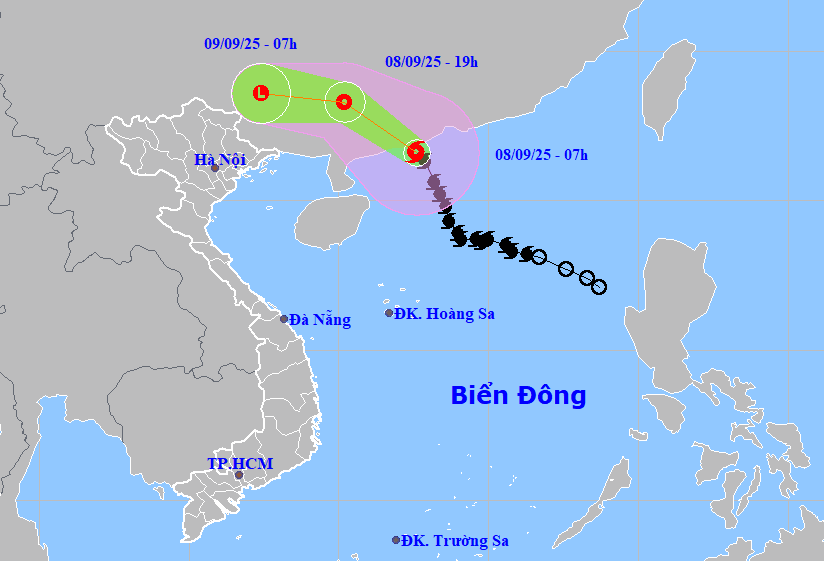 Direction of storm Tapah as of the morning of September 8. Source: National Center for Hydro-Meteorological Forecasting.
