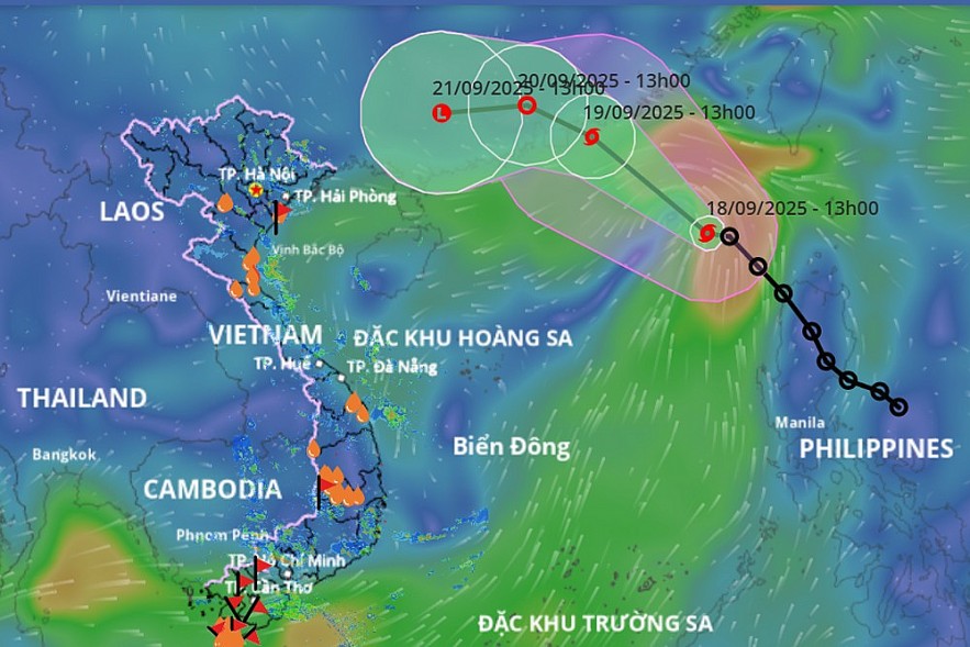 Path of Typhoon No. 8 as of the afternoon of September 18. Source: Vietnam Disaster Monitoring System.