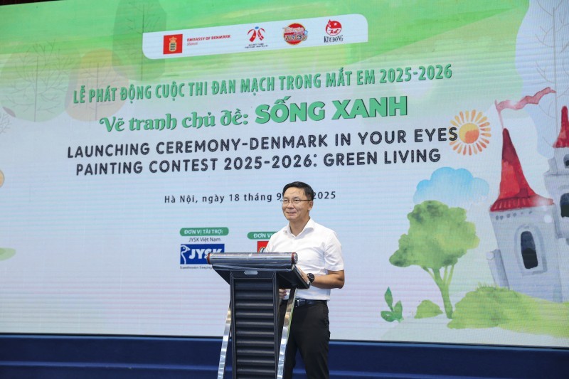 Director General of the Department of International Cooperation (Ministry of Natural Resources and Environment) and Vice President of the Vietnam-Denmark Friendship Association Le Ngoc Tuan spoke at the ceremony. (Photo: Dinh Hoa).