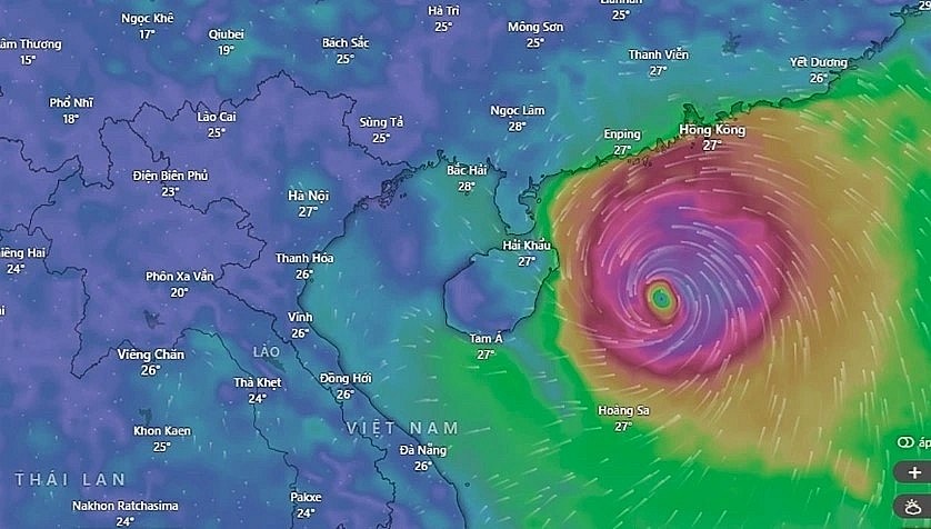 Two scenarios have been outlined for Matmo’s impacts on Vietnam, with Quang Ninh, Hai Phong, and Ninh Binh likely to be hardest hit (Source: Windy)