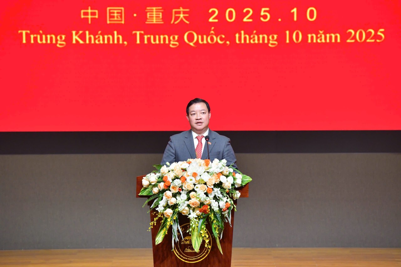 Vice President of the Vietnam Union of Friendship Organizations Nguyễn Ngọc Hùng delivers remarks at the closing ceremony. (Photo: Organizing Committee)