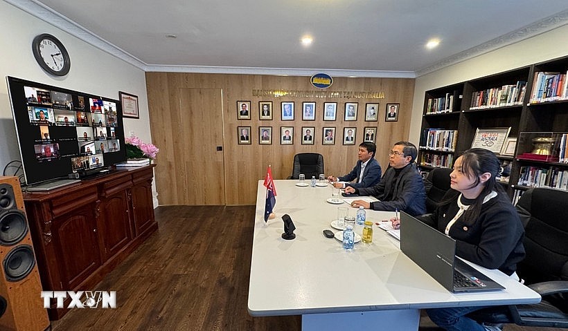 The Vietnamese Embassy in Australia joins the online meeting. (Photo: VNA) The Vietnamese Embassy in Australia joins the online meeting. (Photo: VNA)