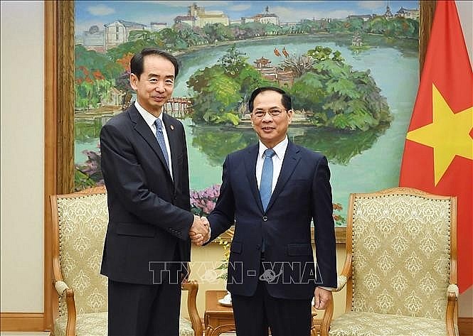 Deputy Prime Minister Bui Thanh Son (right) and Chinese Ambassador to Vietnam He Wei at their meeting on November 17 (Photo: VNA) Deputy Prime Minister Bui Thanh Son (right) and Chinese Ambassador to Vietnam He Wei at their meeting on November 17 (Photo: VNA)