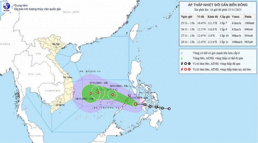 Forecast trajectory and intensity of the tropical depression as of November 25. Source: NCHMF