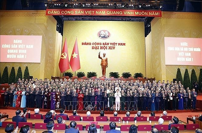 The 14th-tenure Party Central Committee makes its debut at the 14th National Congress of the Communist Party of Vietnam (Photo: VNA)