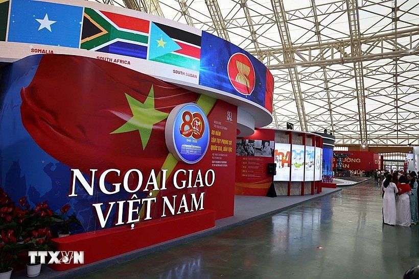 The booth of the Ministry of Foreign Affairs at the exhibition on the country's 80-year achievements. (Photo: VNA)