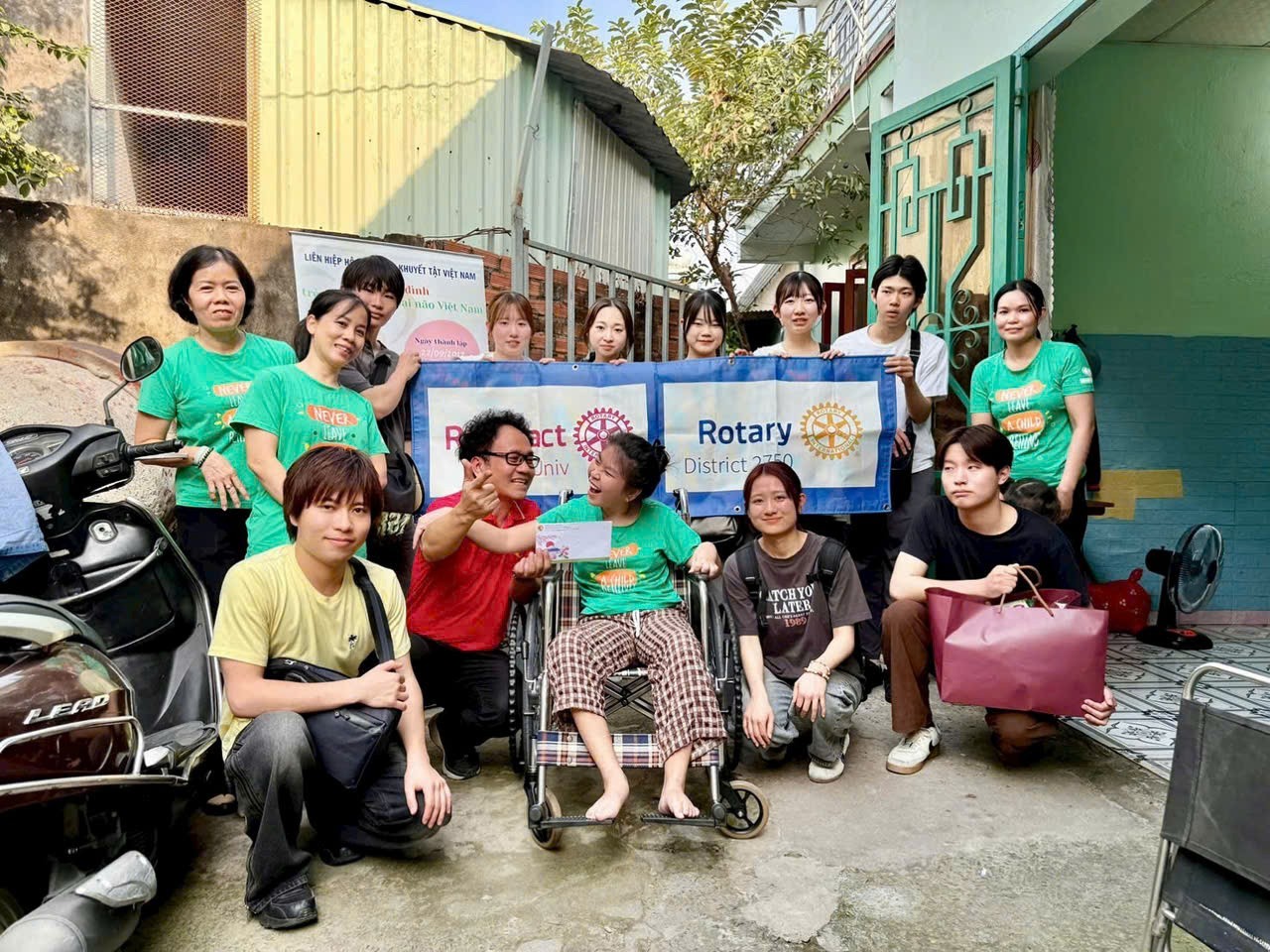 The delegation visited the children’s homes to personally deliver the wheelchairs. (Photo: FAVIJA)