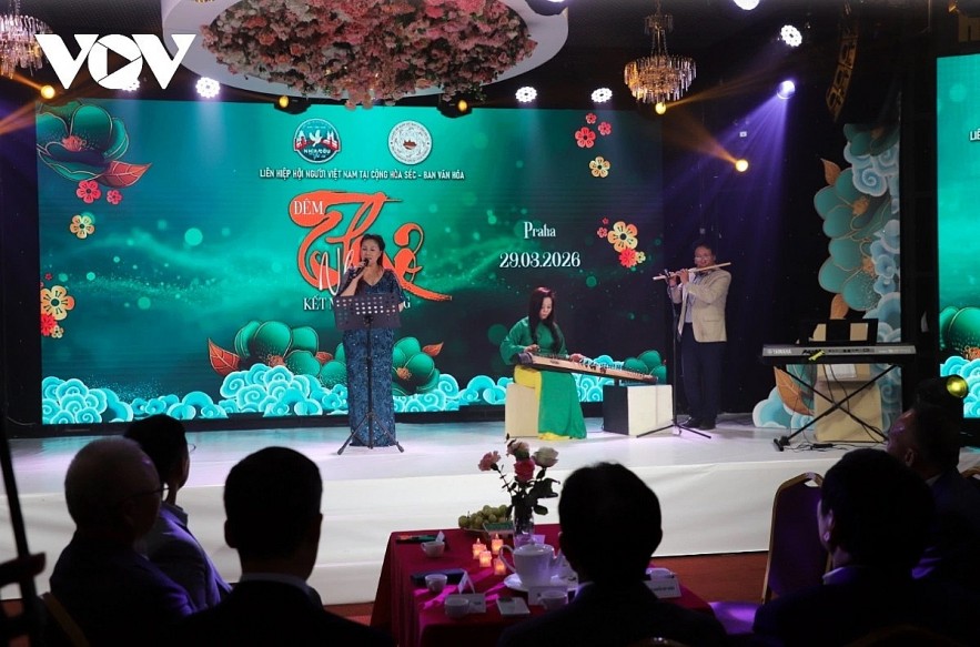 A performance during the poetry and music programme in Prague, Czech Republic, on March 29 A performance during the poetry and music programme in Prague, Czech Republic, on March 29