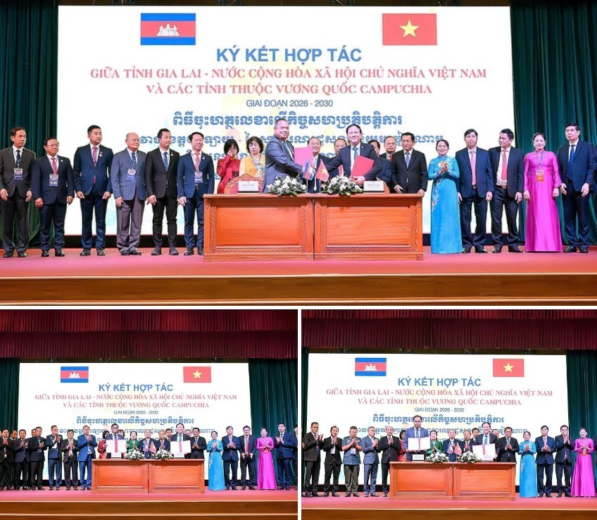 Gia Lai province signs memorandum of cooperation with provinces of the Kingdom of Cambodia for the period 2026-2030. (Photo: VGP) Gia Lai province signs memorandum of cooperation with provinces of the Kingdom of Cambodia for the period 2026-2030. (Photo: VGP)