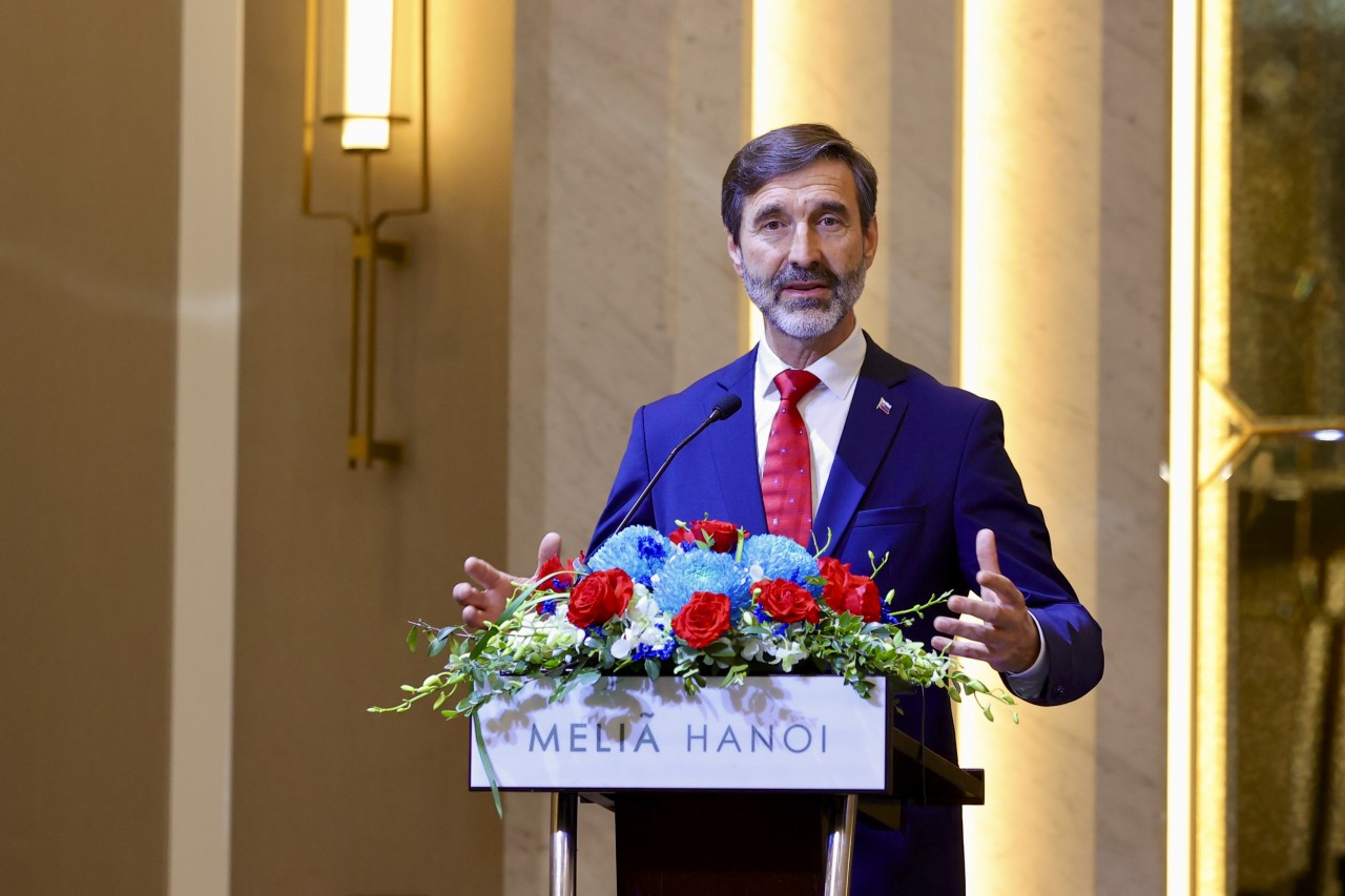 Slovak Minister of Foreign and European Affairs Juraj Blanár delivered remarks at the meeting. (Photo: Dinh Hoa). Slovak Minister of Foreign and European Affairs Juraj Blanár delivered remarks at the meeting. (Photo: Dinh Hoa).