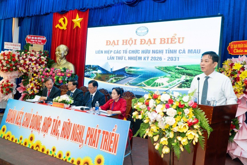 Vice President of the Vietnam Union of Friendship Organizations, Đồng Huy Cương, delivers a keynote address at the Congress. (Photo: Thành Thật)