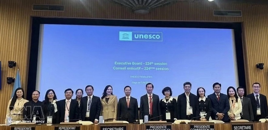 The Vietnamese delegation attends the 224th session of the UNESCO Executive Board. (Photo: VNA)