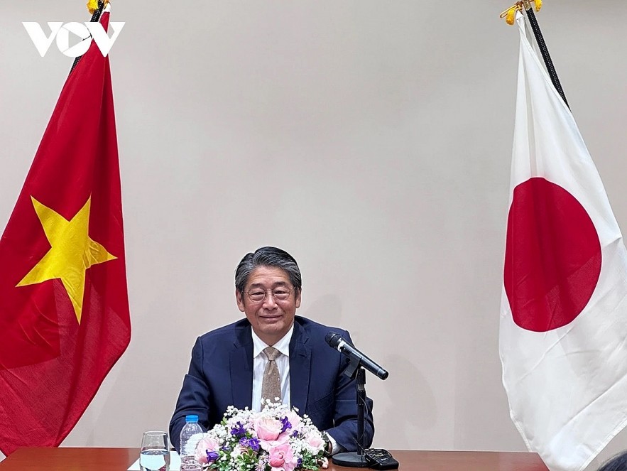 Japanese Ambassador to Vietnam Ito Naoki at a press briefing in Hanoi.