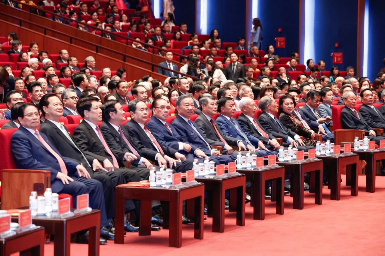 Tô Lâm, together with current and former leaders of the Party and State, attended the 11th National Congress of the Vietnam Fatherland Front for the 2026–2031 tenure. (Photo: Vietnam Fatherland Front)