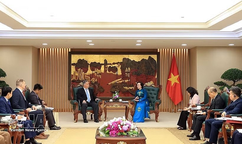 Deputy Prime Minister Pham Thi Thanh Tra (right) receives VNCA Director Dr. Stephen Maxner in Hanoi on June 13 (Photo: VNA) Deputy Prime Minister Pham Thi Thanh Tra (right) receives VNCA Director Dr. Stephen Maxner in Hanoi on June 13 (Photo: VNA)