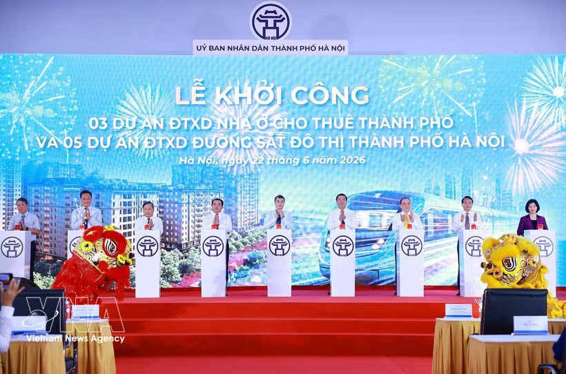 PM Attends Ground-breaking Ceremony of Hanoi’s Rental Housing, Metro Line Projects