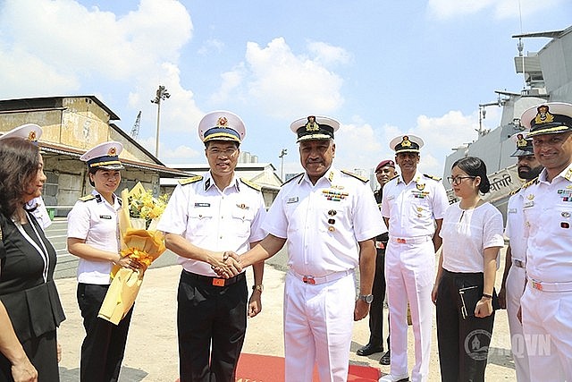 The welcome ceremony for Indian Navy flotilla at the Nha Rong -Khanh Hoi International Port in Ho Chi Minh City, June 22, 2026. Photo: Viet Nam Navy The welcome ceremony for Indian Navy flotilla at the Nha Rong -Khanh Hoi International Port in Ho Chi Minh City, June 22, 2026. Photo: Viet Nam Navy