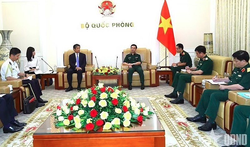 The meeting between General Phan Van Giang (R), Deputy Prime Minister and Minister of National Defence, and Japanese Ambassador to Vietnam Ito Naoki in Hanoi on July 8, 2026. (Photo: qdnd.vn) The meeting between General Phan Van Giang (R), Deputy Prime Minister and Minister of National Defence, and Japanese Ambassador to Vietnam Ito Naoki in Hanoi on July 8, 2026. (Photo: qdnd.vn)