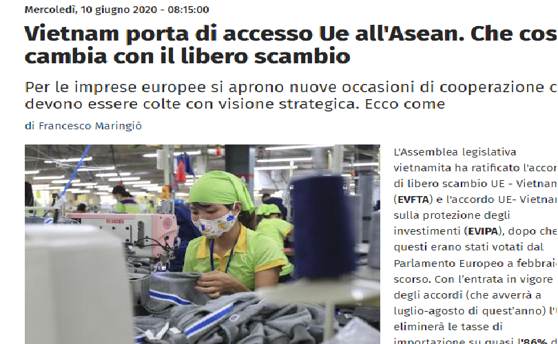 Vietnam - a gateway for EU to access ASEAN: Italian news site vietnam a gateway for eu to access asean italian news site