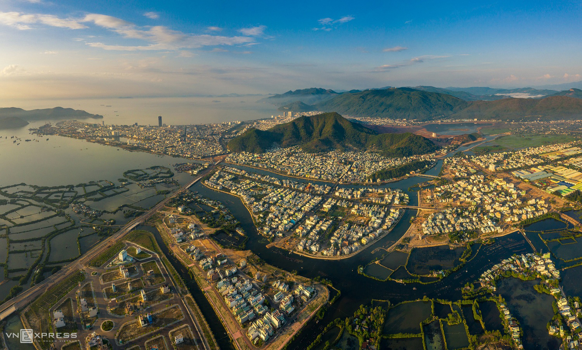 Picturesque scenery of coastal city Quy Nhon from bird-eye view