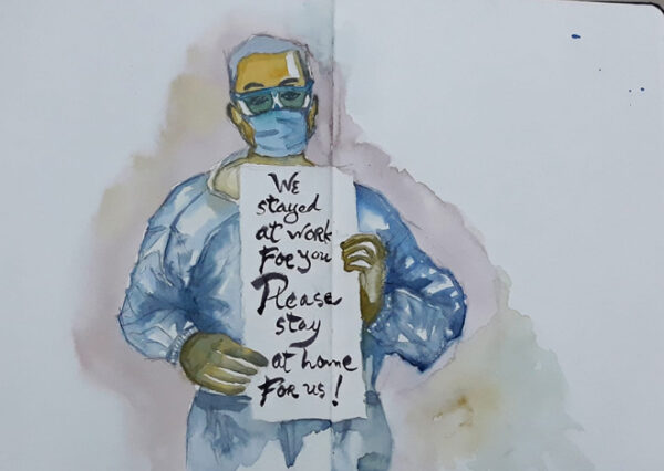 sketches show how lives of hanoians go on amid covid 19 pandemic